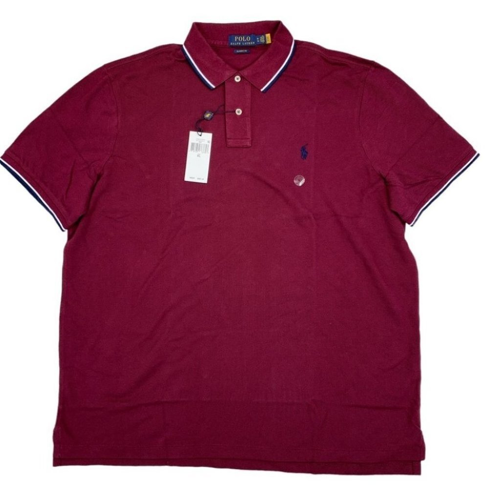 Polo Ralph Lauren Mens Mesh Polo Shirt  Classic Wine size XL